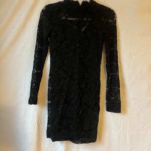 black long sleeve lace dress with slip dress under
